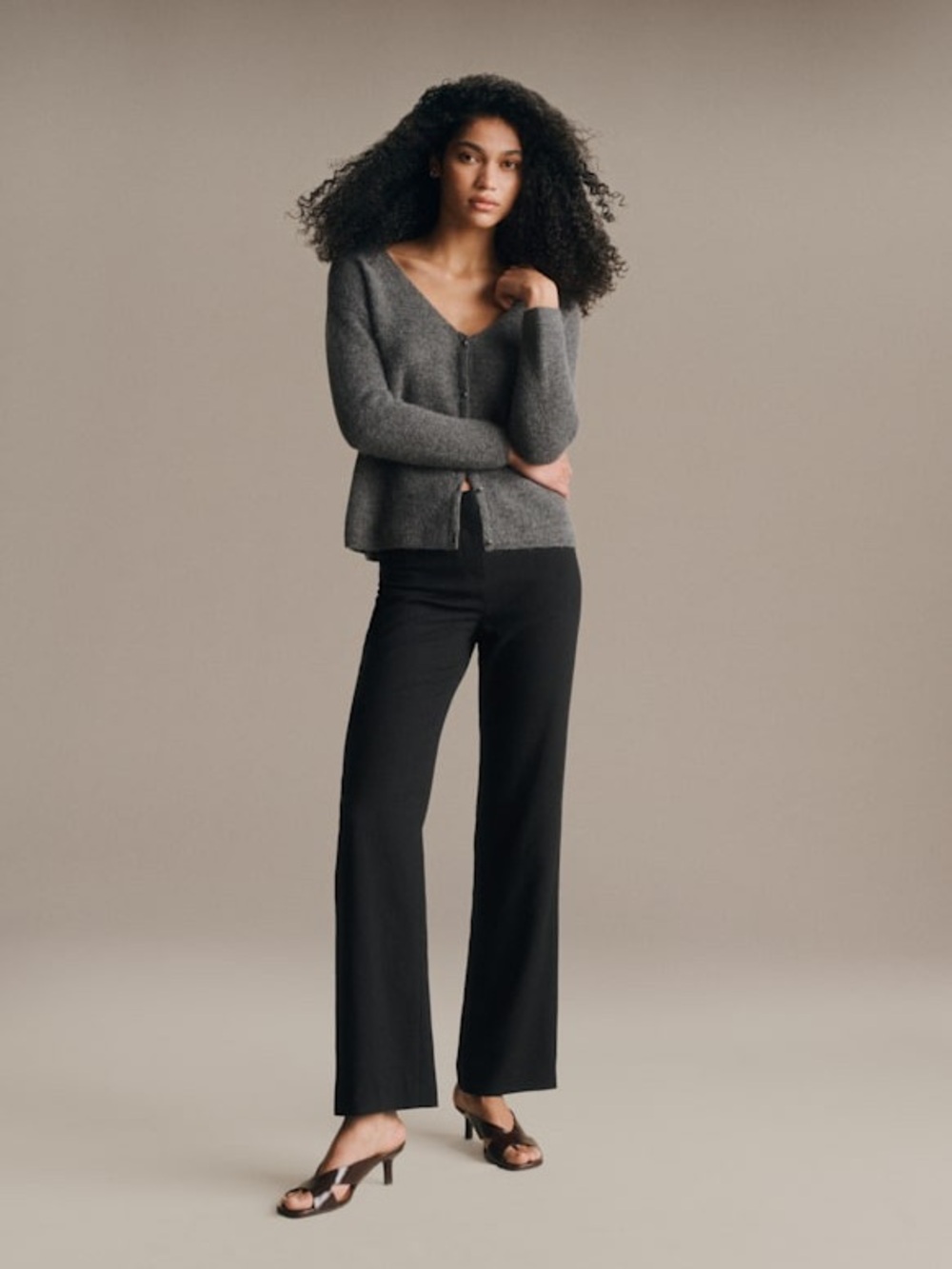 Sezane Barry Cardigan - Charcoal Grey - Picture 2 of 7